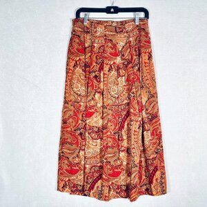 Vintage Orvis Corduroy Skirt Womens 6 Brown Paisley Maxi Cottagecore Cowgirl